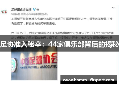 足协准入秘辛：44家俱乐部背后的揭秘